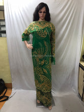 Load image into Gallery viewer, Nigerian Green Color New Wedding Net George Wrapper Set - NLDG129