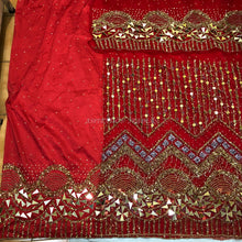 Load image into Gallery viewer, Trending Latest Designer with Beautiful FRINGES work Net Lace Nigerian George Wrapper Set - NLDG131