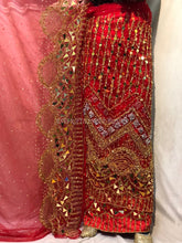 Load image into Gallery viewer, Trending Latest Designer with Beautiful FRINGES work Net Lace Nigerian George Wrapper Set - NLDG131