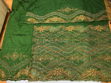 Load image into Gallery viewer, Olive Green Nigerian Wedding Net fabric Trending George Wrapper Set - NLDG132