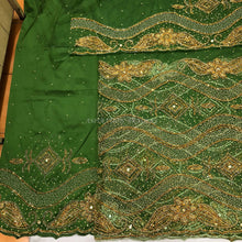 Load image into Gallery viewer, Olive Green Nigerian Wedding Net fabric Trending George Wrapper Set - NLDG132