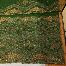 Load image into Gallery viewer, Olive Green Nigerian Wedding Net fabric Trending George Wrapper Set - NLDG132