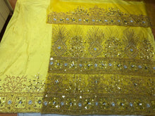 Load image into Gallery viewer, YELLOW color African Wedding NET George Fabric Wrapper With matching Blouse - NLDG137