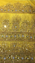 Load image into Gallery viewer, YELLOW color African Wedding NET George Fabric Wrapper With matching Blouse - NLDG137