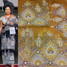 Load image into Gallery viewer, Beaded Crystal Designer Igbo Wedding Net Lace VIP George- NLVG011