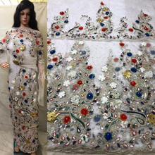 Load image into Gallery viewer, PURE White Color Floral Crystal Beaded Net Lace VIP George Wrapper- NLVG018