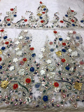 Load image into Gallery viewer, PURE White Color Floral Crystal Beaded Net Lace VIP George Wrapper- NLVG018