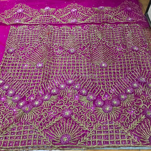 Load image into Gallery viewer, FUSHIA PINK All Over Heavy Crystal Work Designer Net Lace George With Blouse- NLVG036