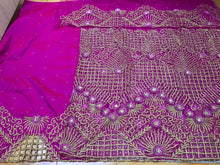 Load image into Gallery viewer, FUSHIA PINK All Over Heavy Crystal Work Designer Net Lace George With Blouse- NLVG036