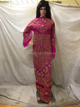 Load image into Gallery viewer, FUSHIA PINK All Over Heavy Crystal Work Designer Net Lace George With Blouse- NLVG036