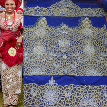 Load image into Gallery viewer, Royal Blue Net Lace Crystal Beaded VIP George Wrapper For Igbo Brides- NLVG041