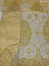 Load image into Gallery viewer, Teal Green Crystal Stone work African Bridal Net Lace George Wrapper Set - NLVG053