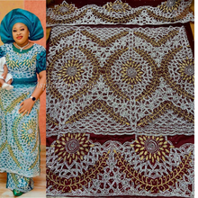 Load image into Gallery viewer, Latest Designer Net Lace VIP Madam George Wrapper With Blouse - NLVG061