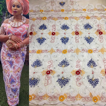 Load image into Gallery viewer, Nigerian luxury latest India Silk George Wedding Silk Fabric Bridal George - NLVG071