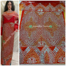 Load image into Gallery viewer, Beautiful Red African High Quality African Wedding Net lace George -