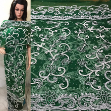 Load image into Gallery viewer, Nigerian Green Latest Beaded Net lace VIP George - NLVG073