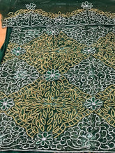 Load image into Gallery viewer, Nigerian Green Color Heavily beaded Golden Silver Crystal stone lace VIP George - NLVG091