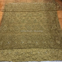Load image into Gallery viewer, Gold color heavy beaded crystal stone beaded Net lace VIP George - NLVG093