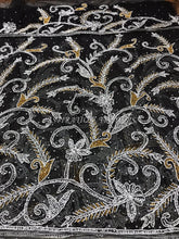 Load image into Gallery viewer, BLACK Net lace Heavy beaded VIP African George wrapper set - NLVG094