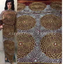 Load image into Gallery viewer, New Trending 2021 Heavy beaded VIP African Net Lace George wrapper set - NLVG095