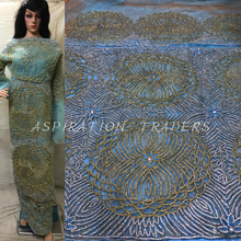 Load image into Gallery viewer, New Trending 2021 Heavy beaded VIP African Net Lace George wrapper set - NLVG095