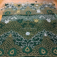 Load image into Gallery viewer, Nigerian Green Crystal Glass Stone Net Lace VIP George Wrapper with blouse - NLVG099