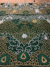 Load image into Gallery viewer, Nigerian Green Crystal Glass Stone Net Lace VIP George Wrapper with blouse - NLVG099