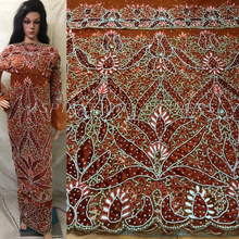 Load image into Gallery viewer, BURNT ORANGE color Net Lace VIP Indian George Wrapper with blouse - NLVG100