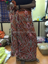 Load image into Gallery viewer, BURNT ORANGE color Net Lace VIP Indian George Wrapper with blouse - NLVG100