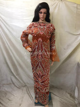 Load image into Gallery viewer, BURNT ORANGE color Net Lace VIP Indian George Wrapper with blouse - NLVG100
