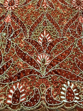 Load image into Gallery viewer, BURNT ORANGE color Net Lace VIP Indian George Wrapper with blouse - NLVG100