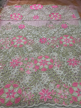 Load image into Gallery viewer, Baby Pink Pearl Beaded Net Lace VIP George Wrapper set for African bride- NLVG103