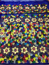 Load image into Gallery viewer, Multicolor 3D Flower Net LaceFully Hand Made VIP George Wrapper set- NLVG105