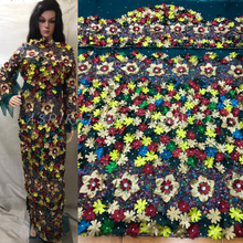 Load image into Gallery viewer, Multicolor 3D Flower Net LaceFully Hand Made VIP George Wrapper set- NLVG105