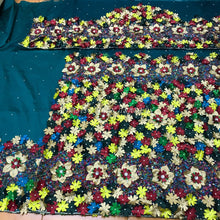 Load image into Gallery viewer, Multicolor 3D Flower Net LaceFully Hand Made VIP George Wrapper set- NLVG105