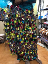 Load image into Gallery viewer, Multicolor 3D Flower Net LaceFully Hand Made VIP George Wrapper set- NLVG105