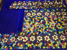 Load image into Gallery viewer, Multicolor 3D Flower Net LaceFully Hand Made VIP George Wrapper set- NLVG105