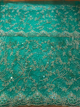 Load image into Gallery viewer, Sea Green Color Over All work Heavy Beaded VIP George Wrapper set- NLVG106