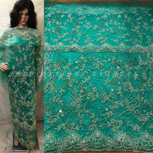 Load image into Gallery viewer, Sea Green Color Over All work Heavy Beaded VIP George Wrapper set- NLVG106