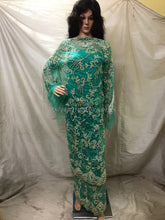 Load image into Gallery viewer, Sea Green Color Over All work Heavy Beaded VIP George Wrapper set- NLVG106