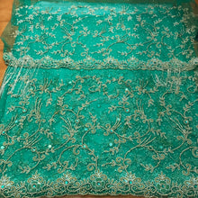 Load image into Gallery viewer, Sea Green Color Over All work Heavy Beaded VIP George Wrapper set- NLVG106