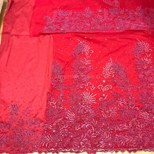 Load image into Gallery viewer, RED color Beautiful Designer Beaded Work VIP George Wrapper set - NLVG108