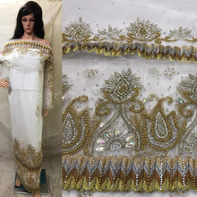 Load image into Gallery viewer, WHITE color Light weight Net lace African George Wrapper set - NLVG111