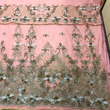 Load image into Gallery viewer, Peach color Crystal Beads Heavy Beaded NET VIP George Wrapper set - NLVG112