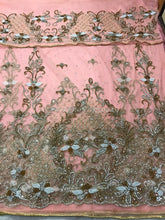 Load image into Gallery viewer, Peach color Crystal Beads Heavy Beaded NET VIP George Wrapper set - NLVG112
