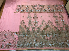 Load image into Gallery viewer, Peach color Crystal Beads Heavy Beaded NET VIP George Wrapper set - NLVG112