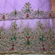 Load image into Gallery viewer, Exclusive Border Design Lilac Color Net African Goegre wrapper set - NLVG116