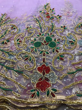 Load image into Gallery viewer, Exclusive Border Design Lilac Color Net African Goegre wrapper set - NLVG116