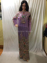 Load image into Gallery viewer, Exclusive Border Design Lilac Color Net African Goegre wrapper set - NLVG116