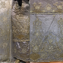 Load image into Gallery viewer, Asobie Order Net fabric Hand Work Heavy beaded George wrapper With Blouse- NLVG117